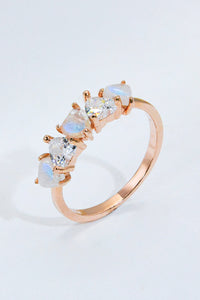 Thumbnail for Moonstone and Zircon Heart Ring - T - SIZES 6 THRU 9 - 1 FINISH -