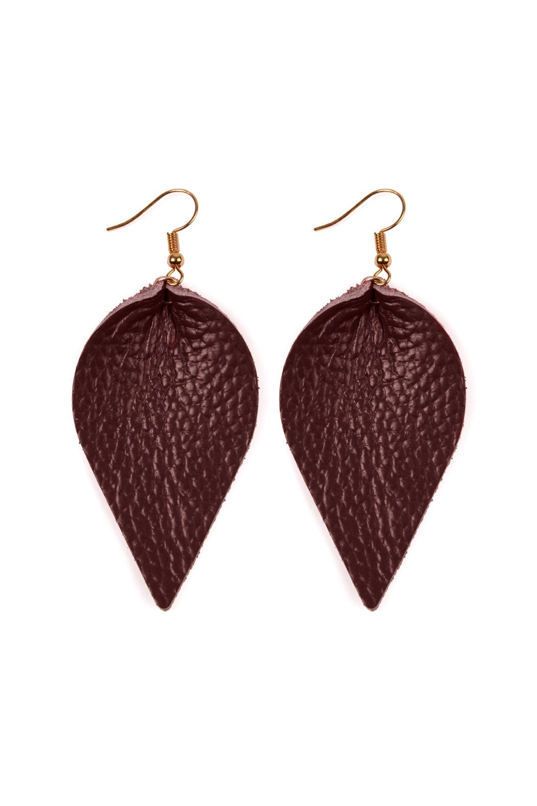 Teardrop Shape Pinched Leather Earrings - 18 COLORS -