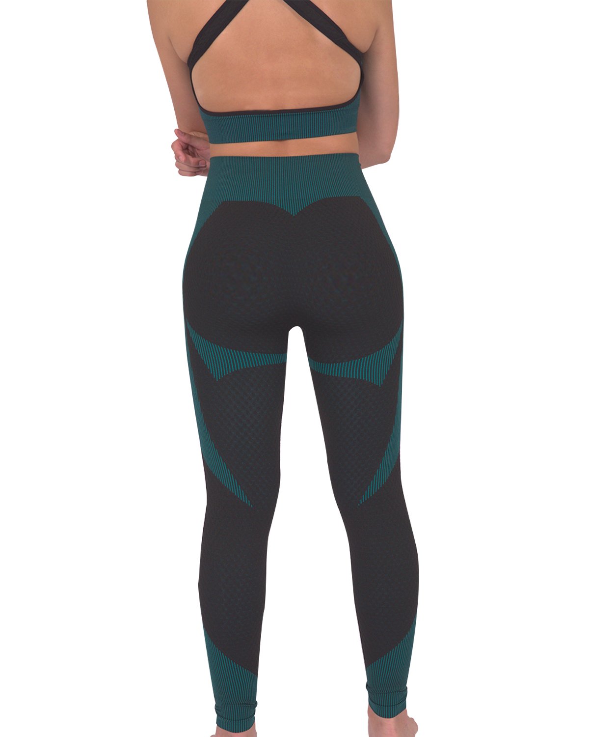 Savoy - Trois Seamless Legging - Black With Teal Blue - 1 COLOR -