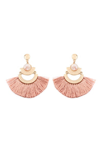 Thumbnail for Dangling Tassel Fan Drop Earrings - 6 COLORS -