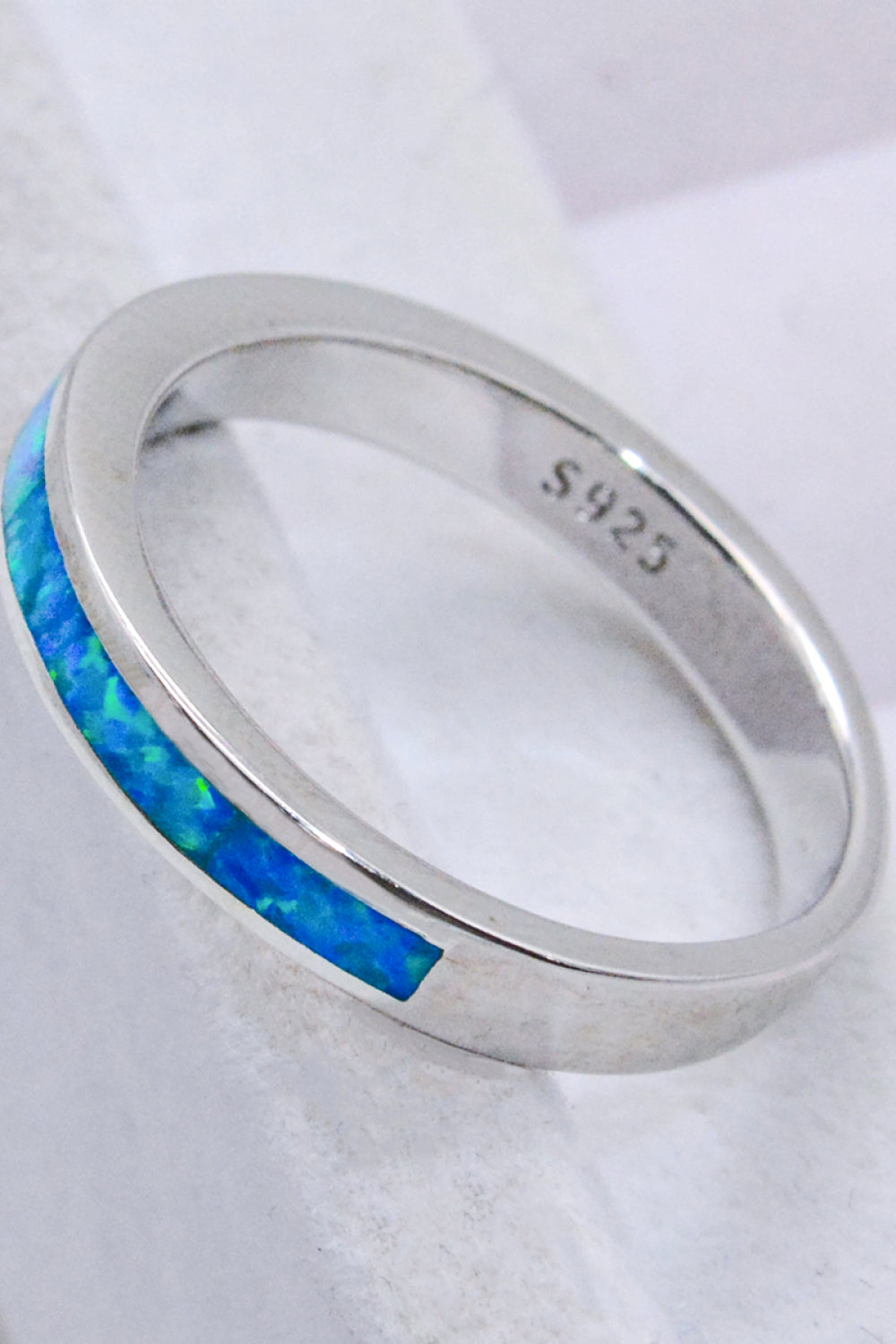 925 Sterling Silver Opal Ring in Sky Blue - T - SIZES 6 THRU 9 - 1 COLOR -