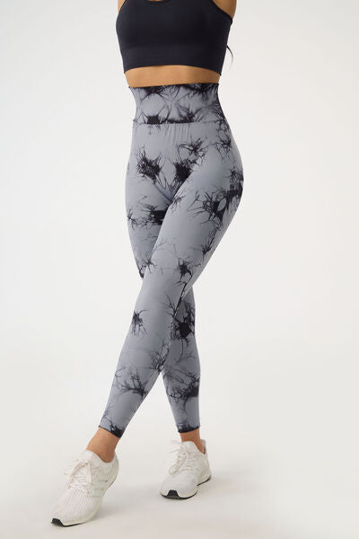 Printed High Waist Active Leggings - T - 5 COLORS -