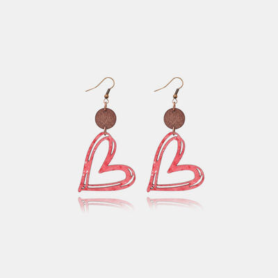 Cutout Heart Shape Wood Earrings - T - 1 COLOR -