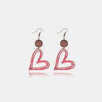 Thumbnail for Cutout Heart Shape Wood Earrings - T - 1 COLOR -