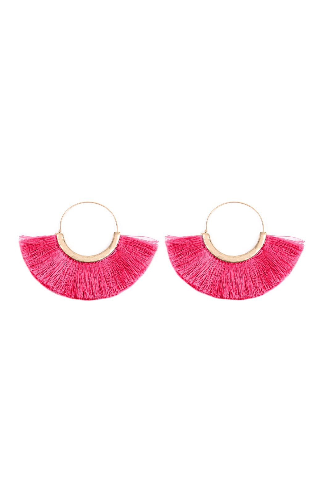 Fan Tassel Hoop Earring - 15 COLORS -