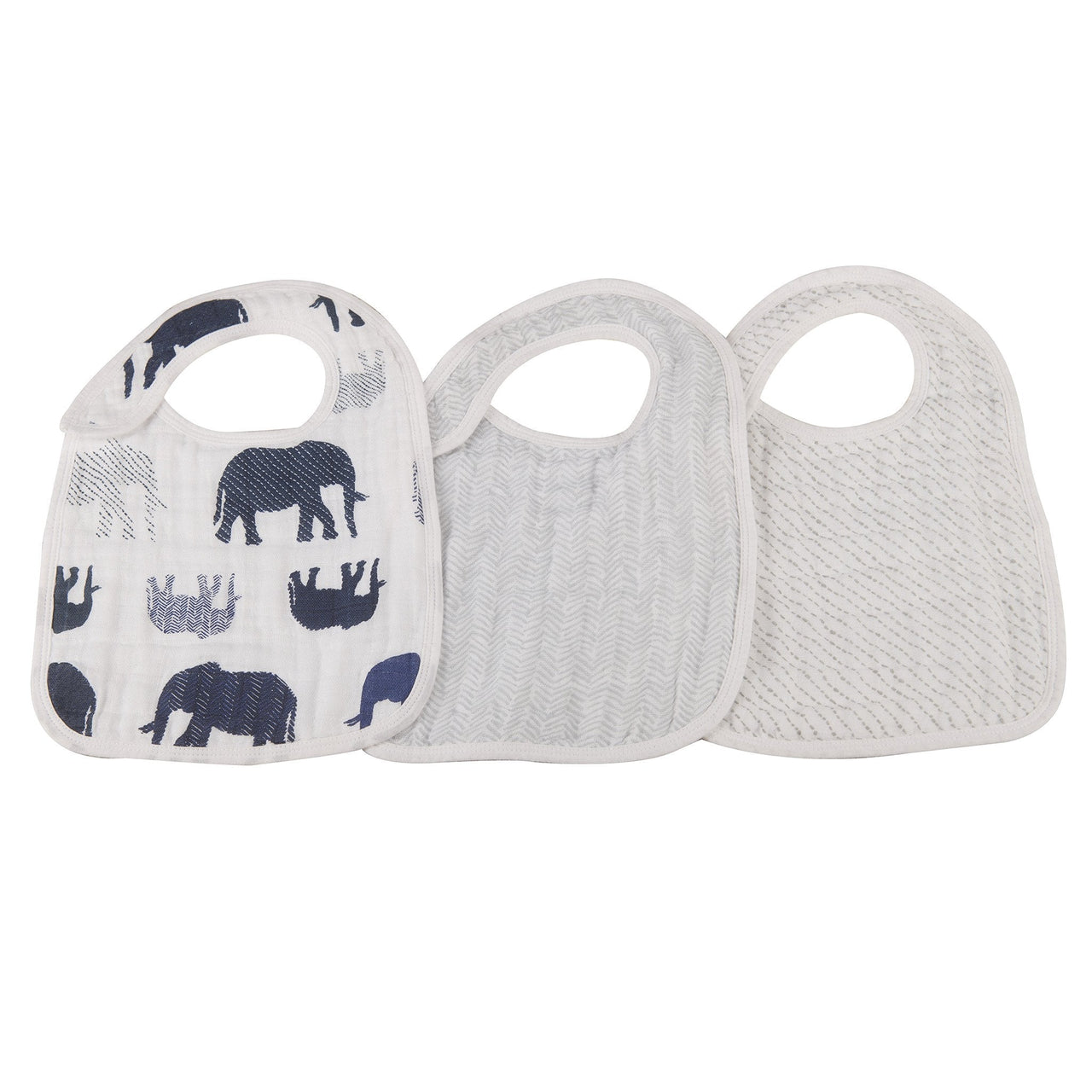 Newcastle - In the Wild Elephant Cotton Muslin Snap Bibs 3PK  -