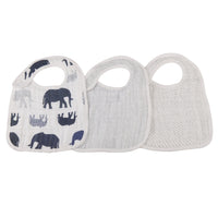 Thumbnail for Newcastle - In the Wild Elephant Cotton Muslin Snap Bibs 3PK  -