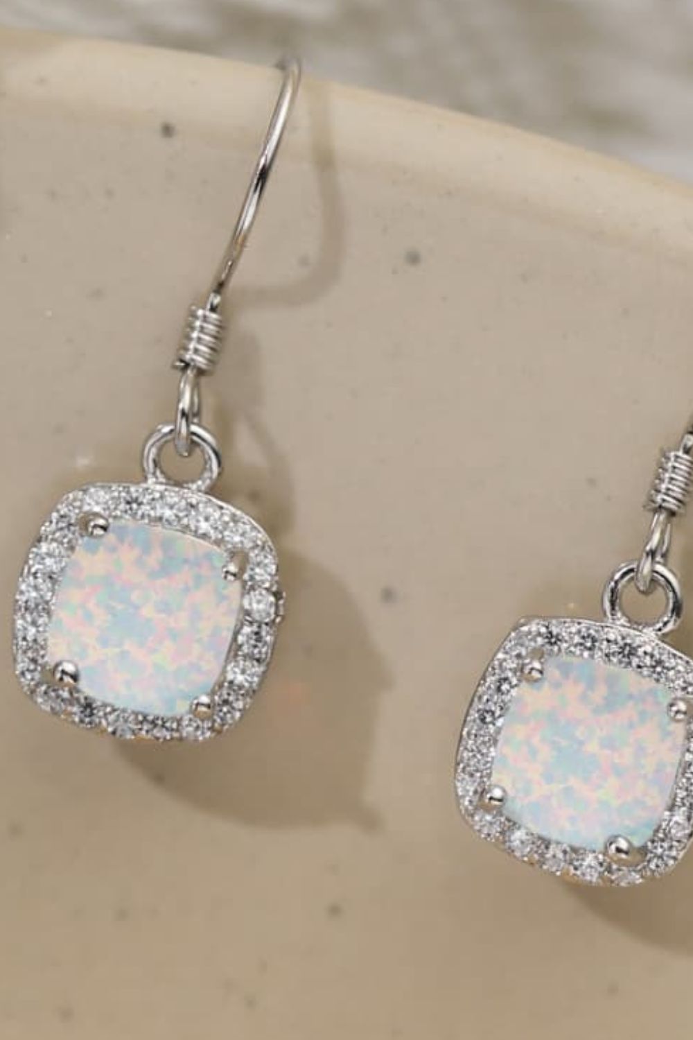 Opal Square Drop Earrings - T - 2 COLORS -