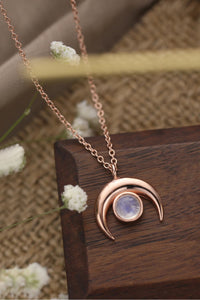 Thumbnail for Natural Moonstone Moon Pendant 925 Sterling Silver Necklace - T - 3 FINISHES -