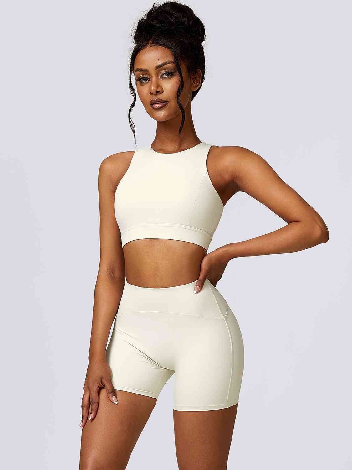 Cutout Cropped Sport Tank and Shorts Set - 2 PCS. - T - 5 COLORS -