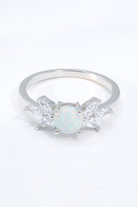 Thumbnail for 925 Sterling Silver Opal and Zircon Ring - T - SIZES 5 THRU 10 - 1 COLOR -