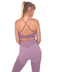 Thumbnail for Savoy - Megara Seamless Sports Bra With Striped Band - Purple - 1 COLOR -