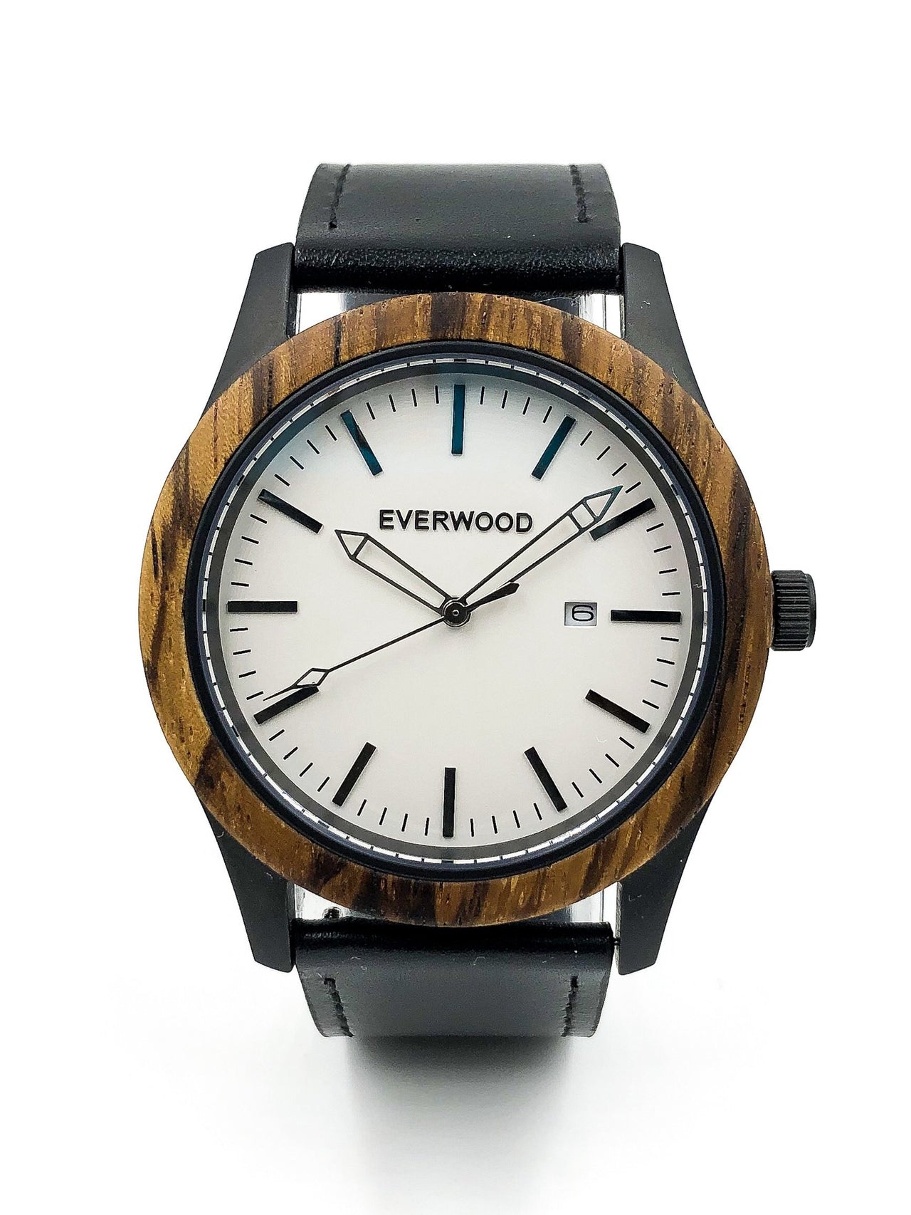 Everwood - Inverness - Zebrawood & Black Leather -