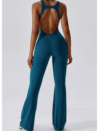 Cutout Wide Strap Bootcut Active Jumpsuit - T - 5 COLORS -