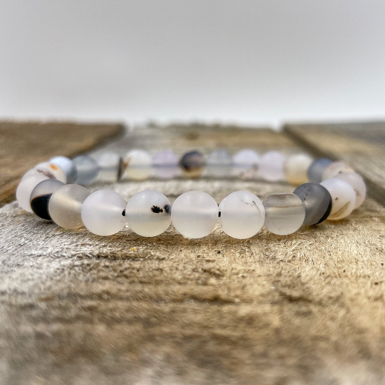 Union - Milky White Agate Gemstone Beaded Bracelet -