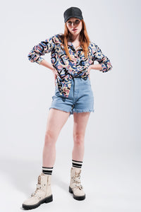 Thumbnail for Q2 - Relaxed Shirt in 70s Retro Print - 1 COLOR -