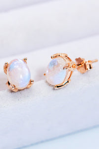 Thumbnail for Natural Moonstone 4-Prong Stud Earrings - T - 2 FINISHES -