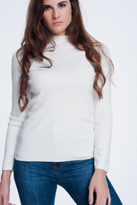 Thumbnail for Q2 - Sweatshirt With Button Detail in Cream - 1 COLOR -