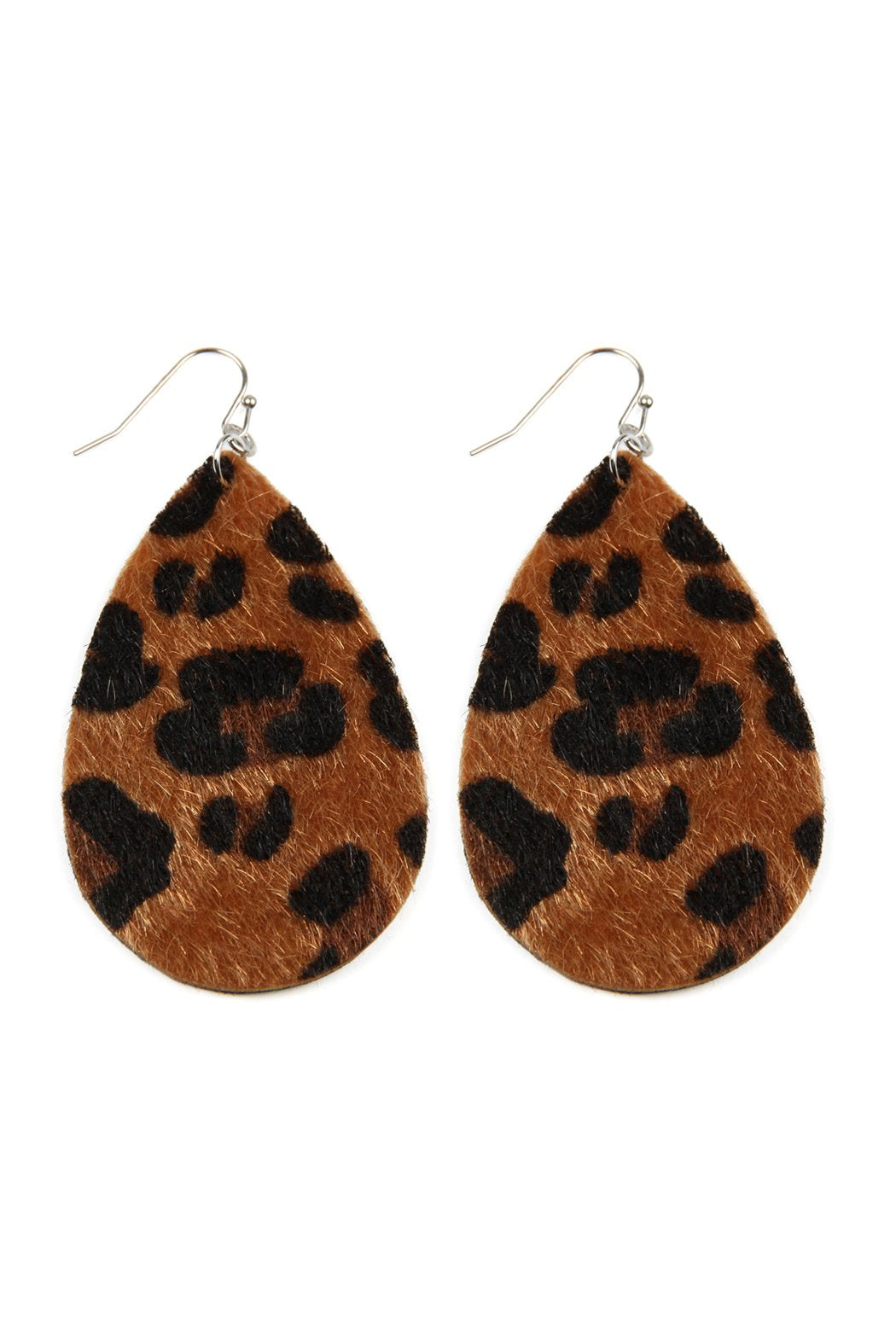 Leopard Print Fabric Fish Hook Teardrop Earrings - 5 COLORS -