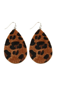 Thumbnail for Leopard Print Fabric Fish Hook Teardrop Earrings - 5 COLORS -