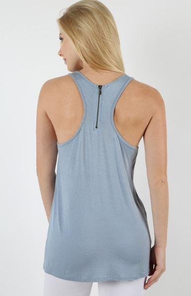 Riah Fashion - Racer Back Zipper Tank Top - 6 COLORS -