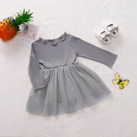 Thumbnail for Girls Round Neck Ribbed Tulle Dress - T - 4 SIZES - 2 COLORS -