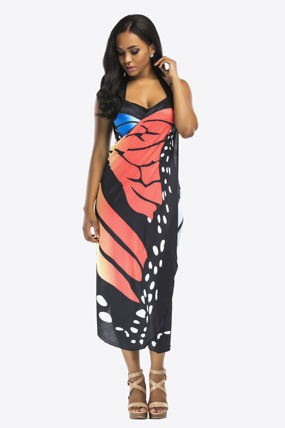 Butterfly Spaghetti Strap Cover Up - T - 3 BUTTERFLY COLORS -