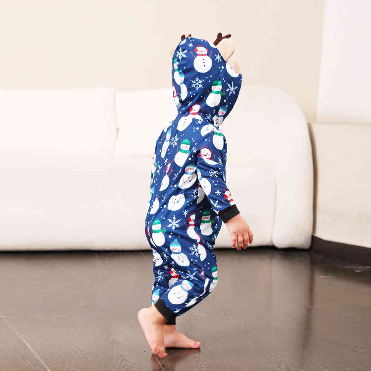 BABY Snowman Print Hooded Jumpsuit - T -