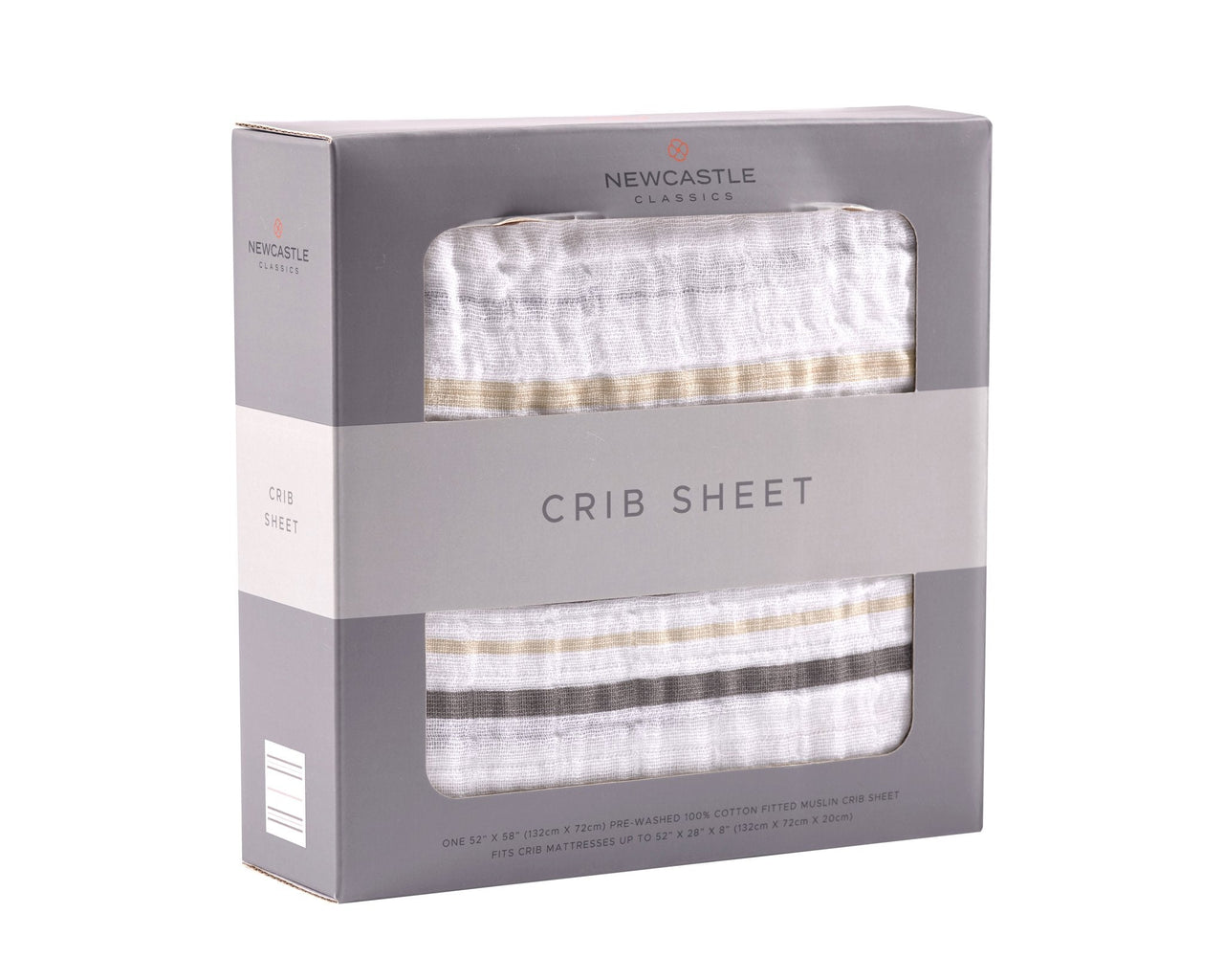 Newcastle - Grey Stripe Cotton Muslin Crib Sheet -