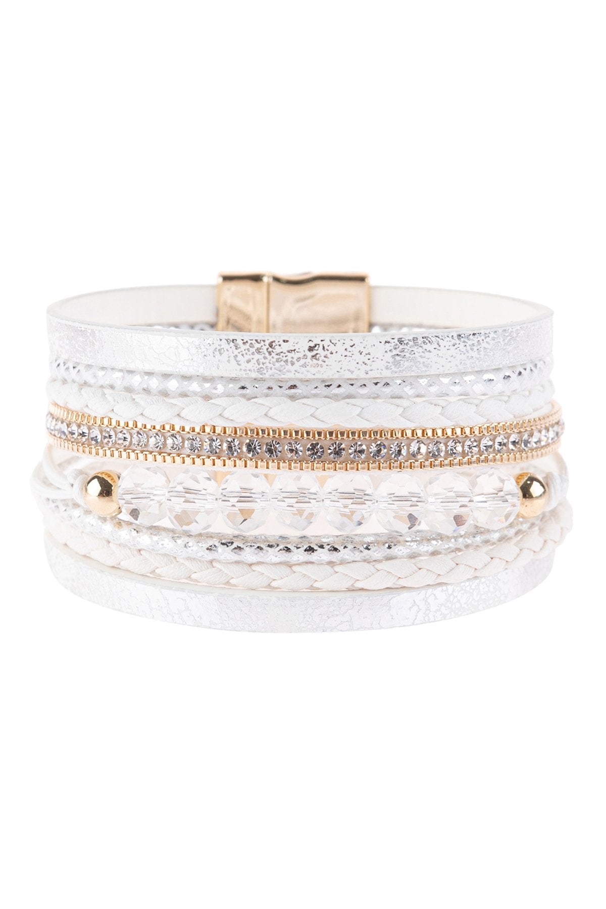 Riah Fashion - Multiline Leather Metallic Bracelet - 4 colors