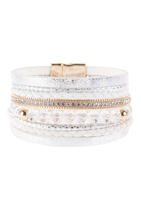 Thumbnail for Riah Fashion - Multiline Leather Metallic Bracelet - 4 colors