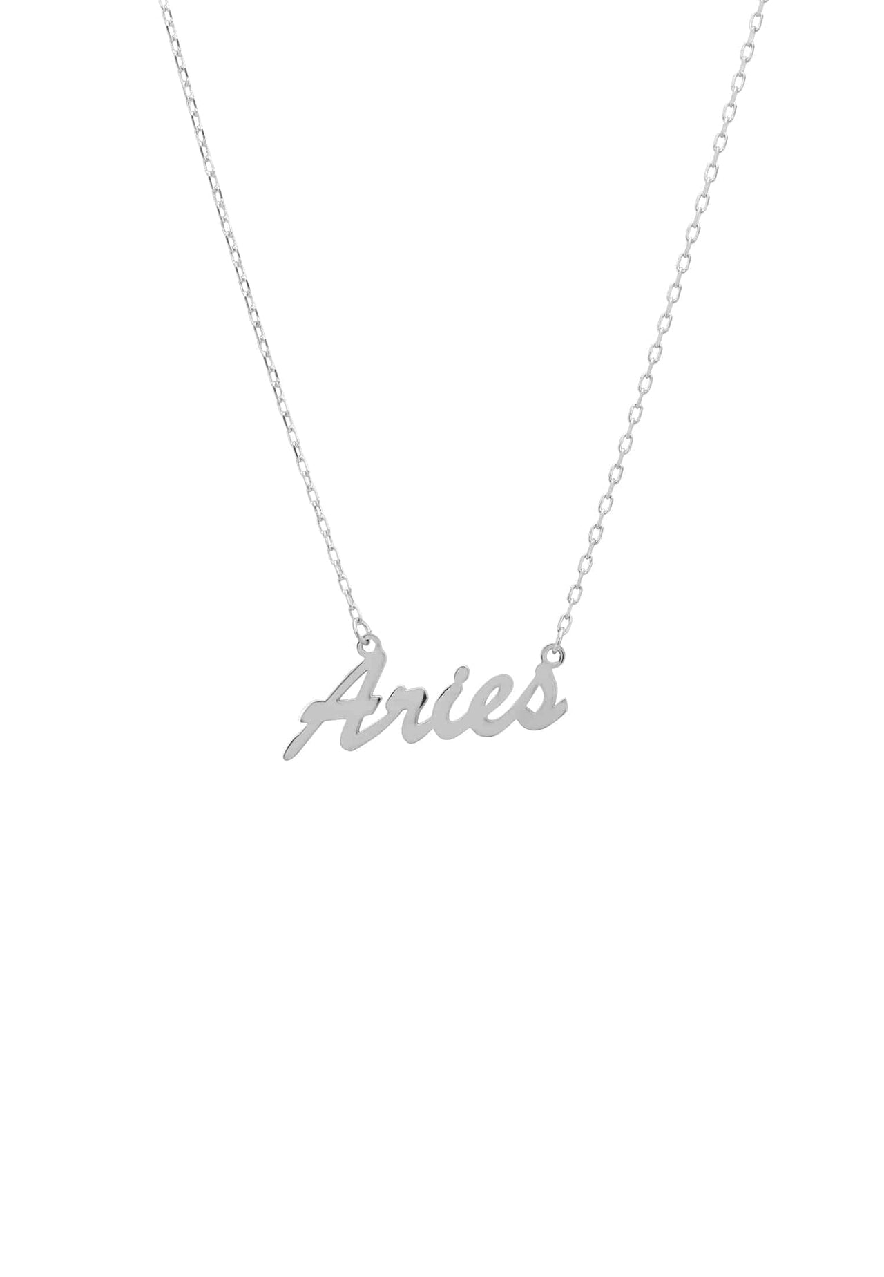 Zodiac Star Sign Name Necklace Silver Aries -