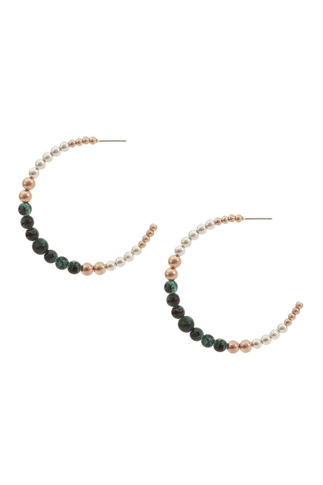 Beaded Hoop Stud Earrings - 3 COLORS -