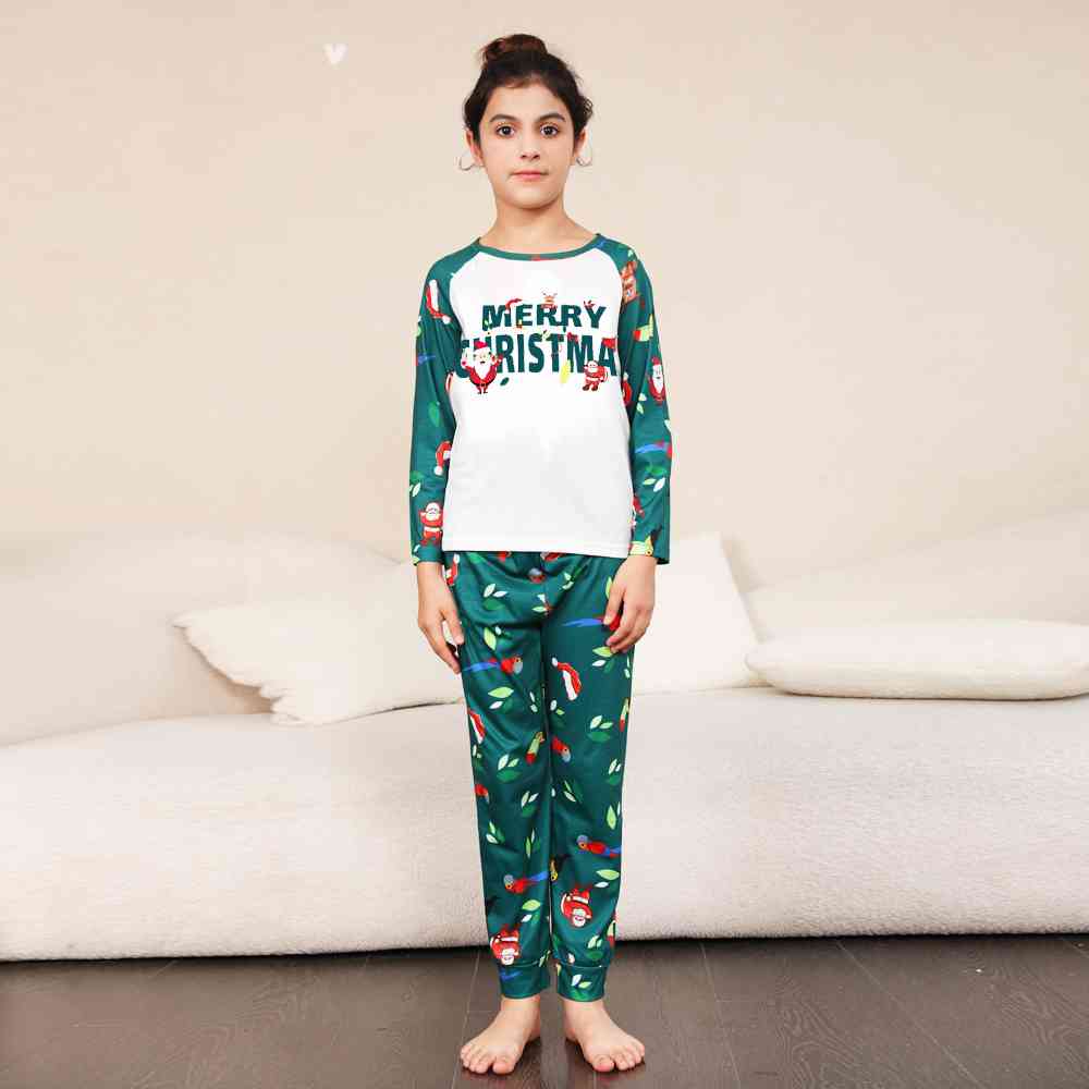 KIDS MERRY CHRISTMAS Graphic Top and Printed Pants Set - T -