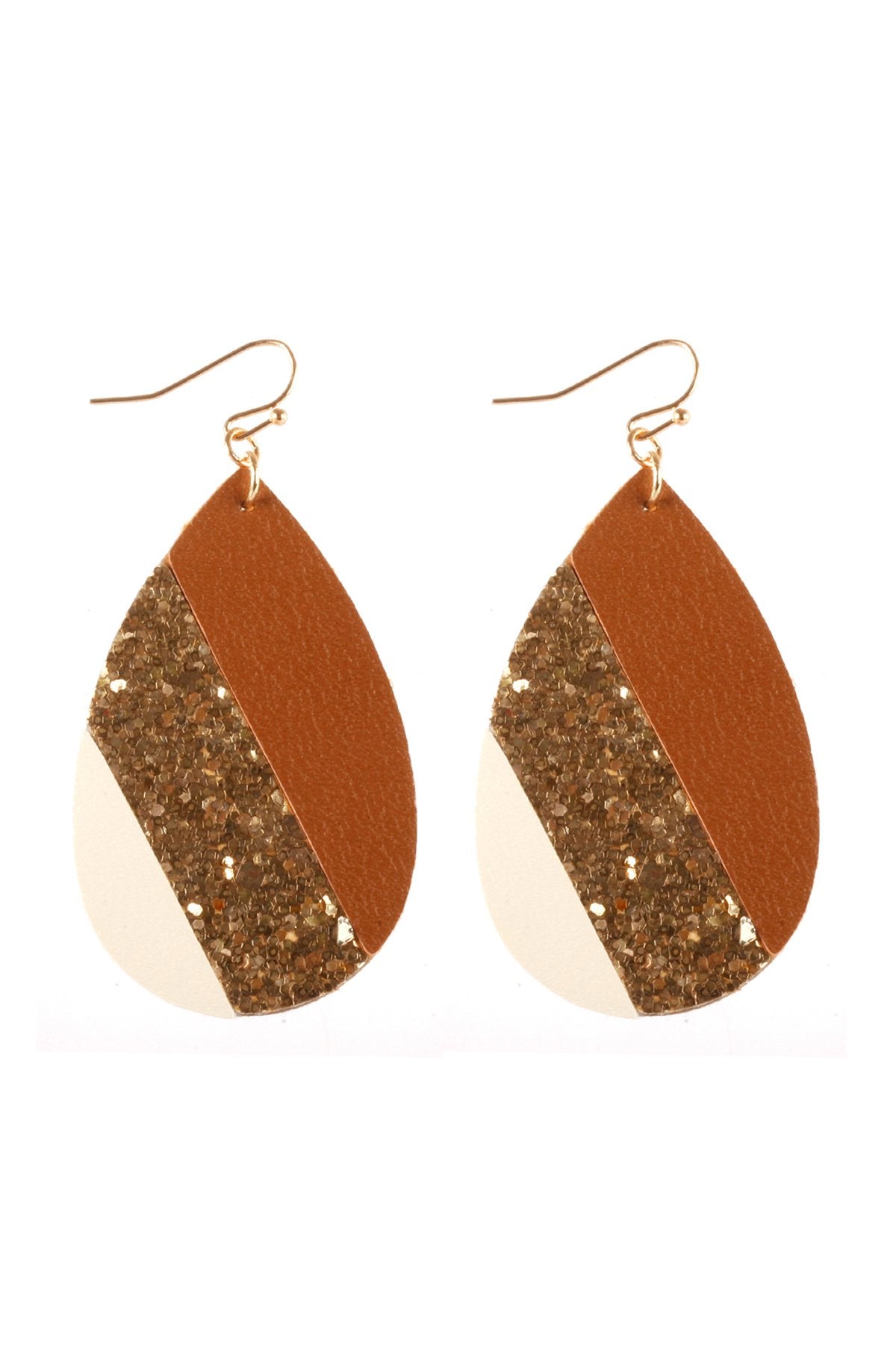 Riah Fashion - Mosaic Sequin Leather Teardrop Earrings - 5 COLORS -