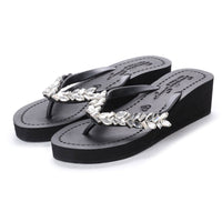 Thumbnail for SAND BY SAYA N.Y. - Greenwich - Rhinestone Mid Wedge Flip Flops - 2 COLORS -