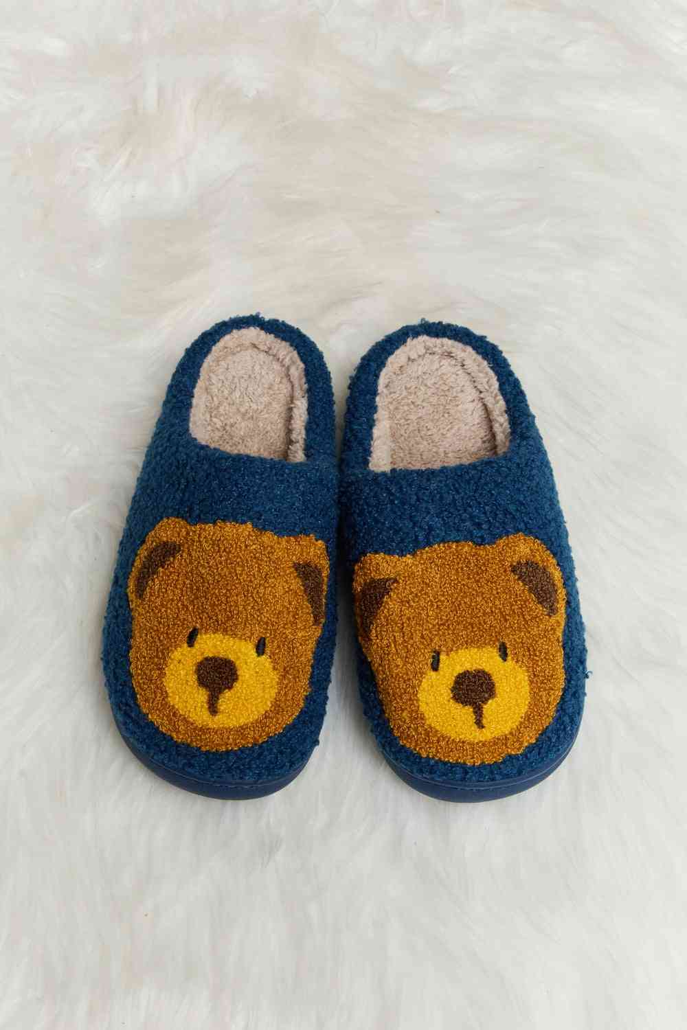 Melody Teddy Bear Print Plush Slide Slippers - T - 6 COLORS -