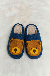 Thumbnail for Melody Teddy Bear Print Plush Slide Slippers - T - 6 COLORS -