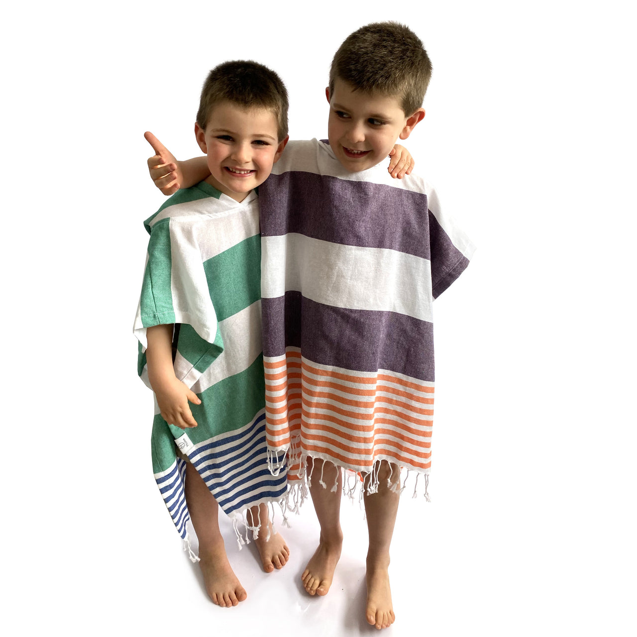 KIDS Hilana upcycled Cotton - Veracruz Hooded Poncho Towel - Green - 1 COLOR -