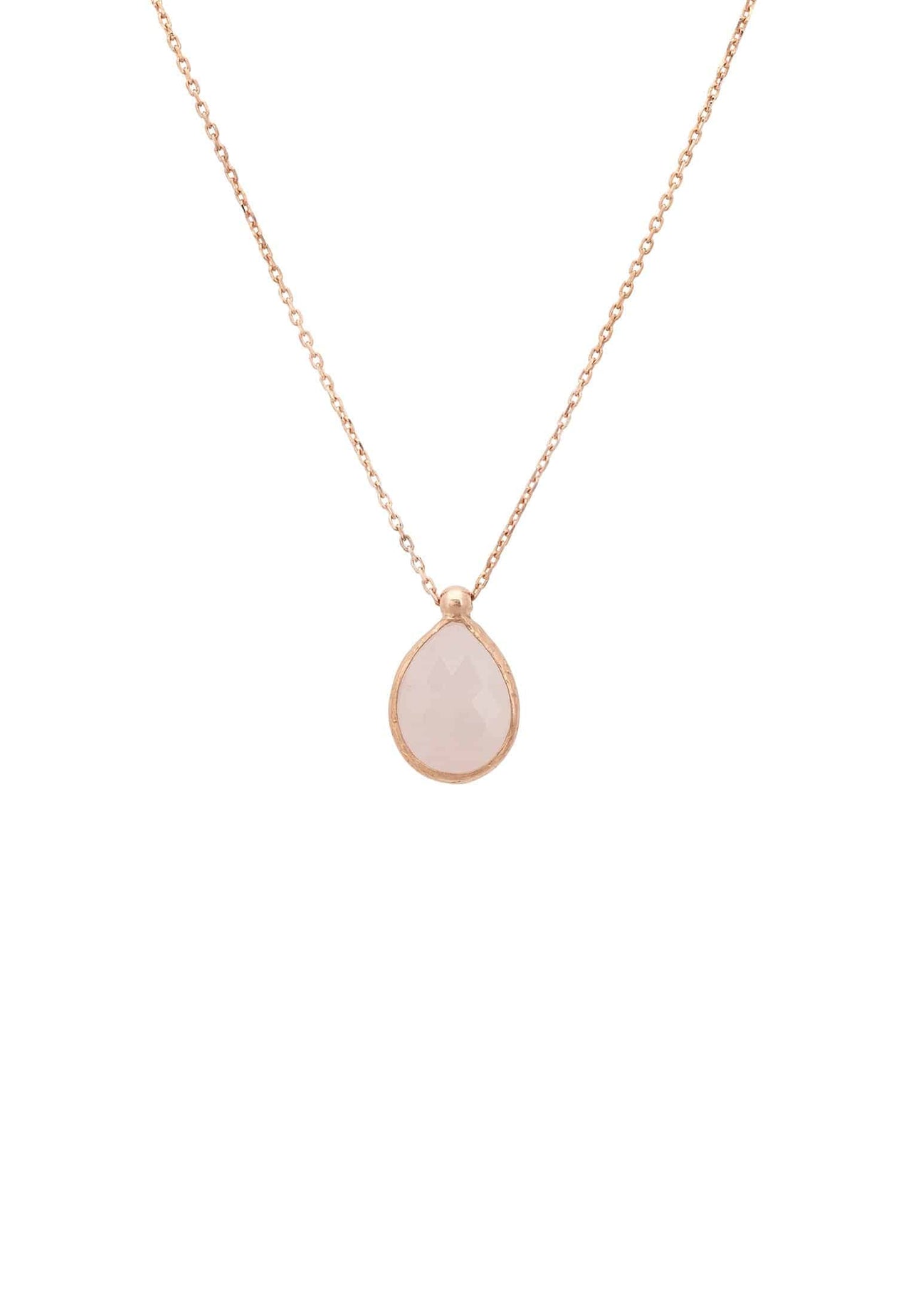 LATELITA - Petite Drop Necklace Rosegold Rose Quartz -