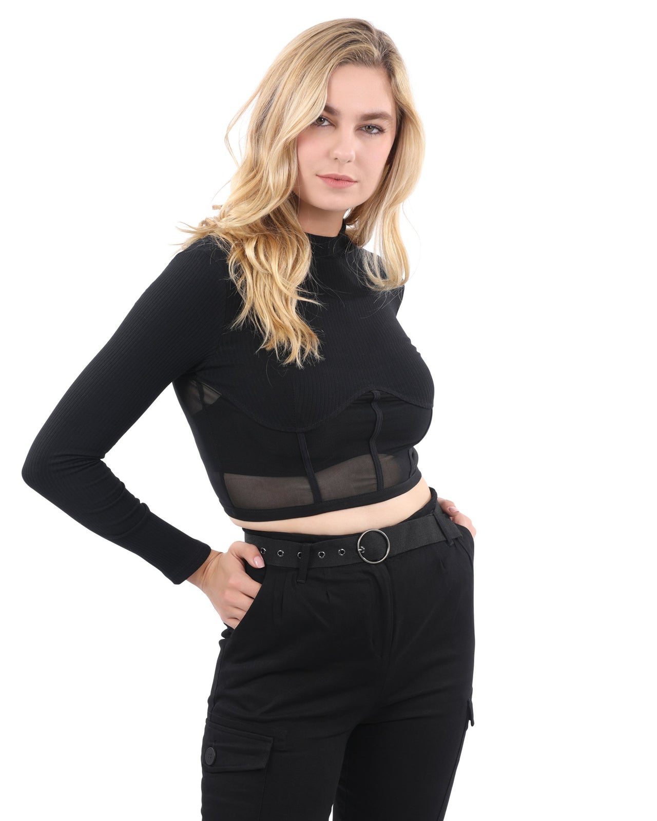 Savoy - Heather Long Sleeve Crop Top - 1 COLOR -