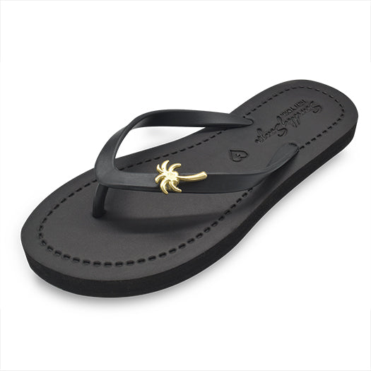 SAND BY SAYA N.Y. - Gold Palm Tree - Studs Flat Flip Flops Sandals - 4 COLORS -