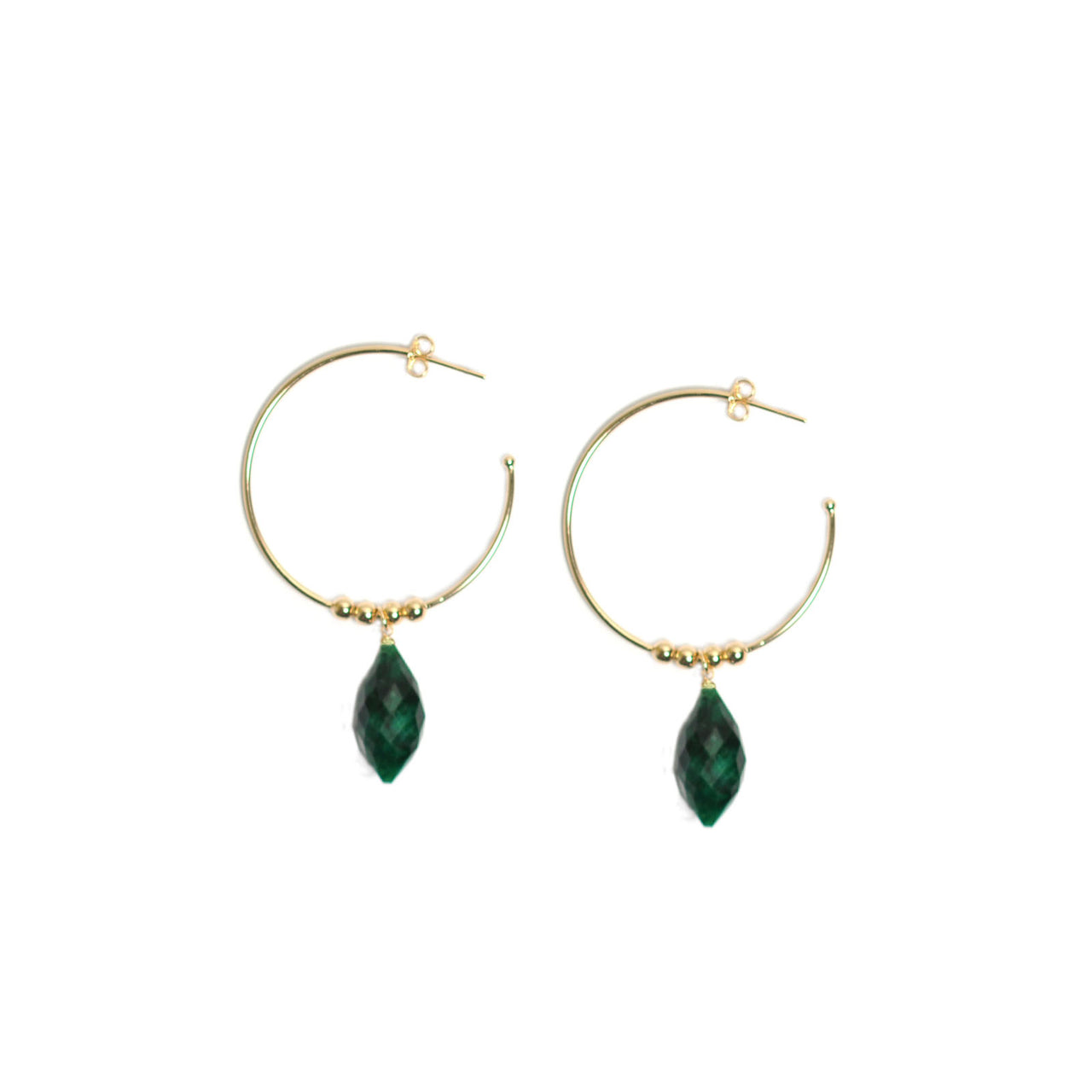 Gena Myint - Emerald Hoop Earrings -