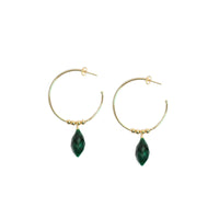 Thumbnail for Gena Myint - Emerald Hoop Earrings -