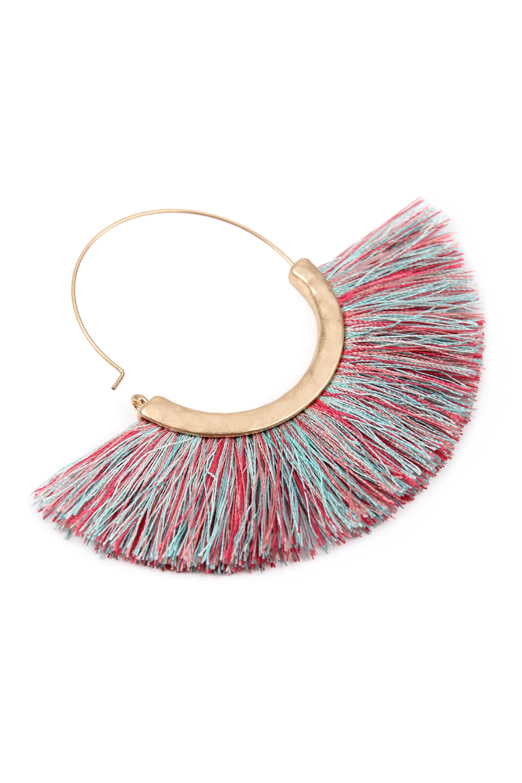 Tassel Fan Hoop Earrings - 15 COLORS -