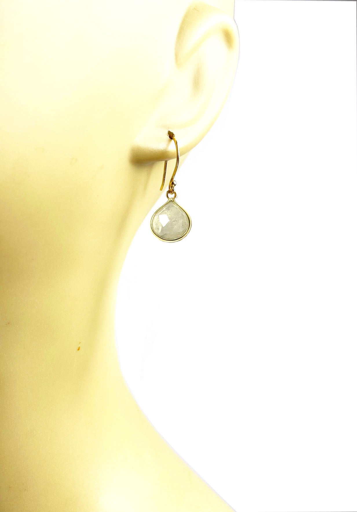 Gena Myint - Moonstone Bezel Drop Earrings -