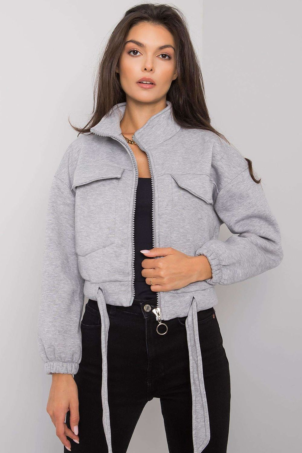 Ex Moda - Crop Sweatshirt Jacket - 1 COLOR -