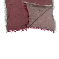 Thumbnail for Turkish Cotton Blend Fringed Hobo Scarf Burgundy/Grey - 1 COLOR -