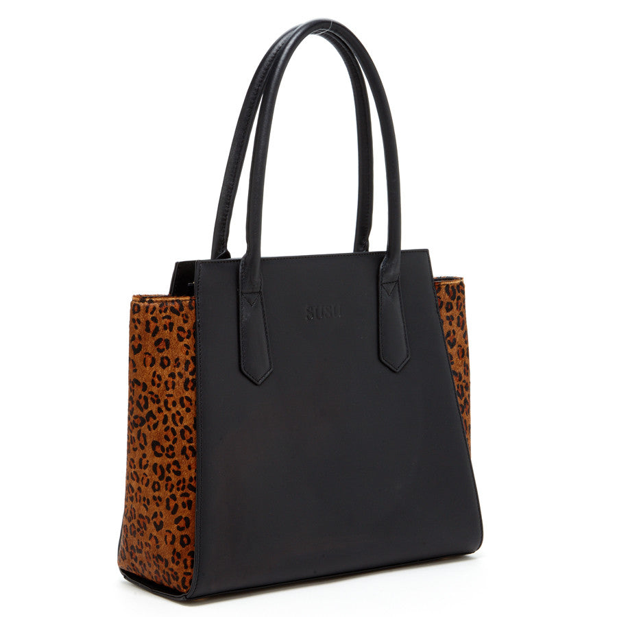 Jody Black Leather Tote Bag -