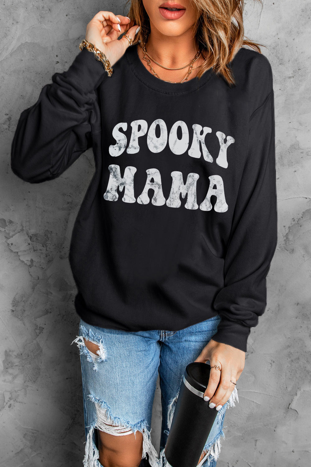 SPOOKY MAMA Graphic Sweatshirt - T - 1 COLOR -